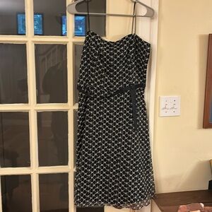 Black and white spaghetti strap a line party dress